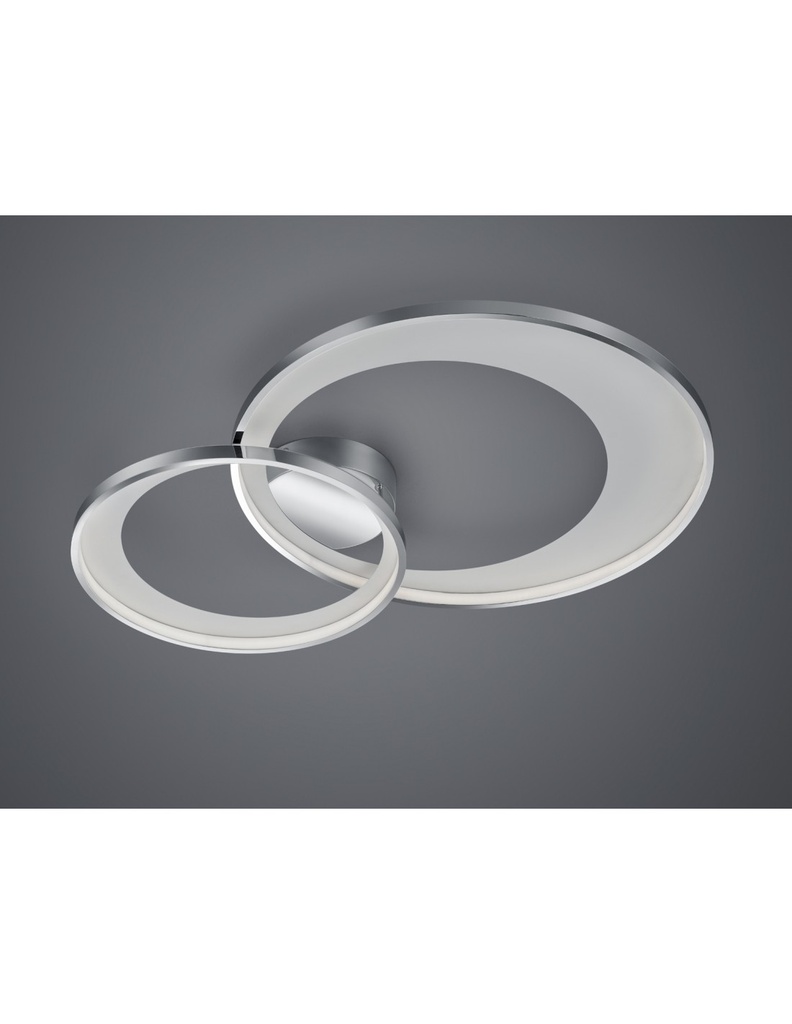 Plafoniera Granada Doppio Cerchio Cromo Led 36w Dimmerabile L85 cm Trio Lighting