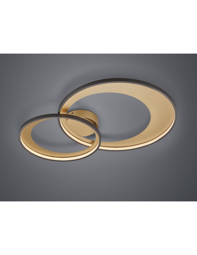 Plafoniera Granada Doppio Cerchio Nero-Oro Led 36w Dimmerabile L85 cm Trio Lighting