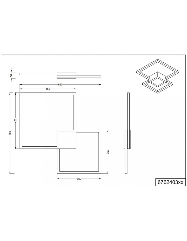 Plafoniera Hydra Design Quadrati Bianco Led 4000k Trio Lighting