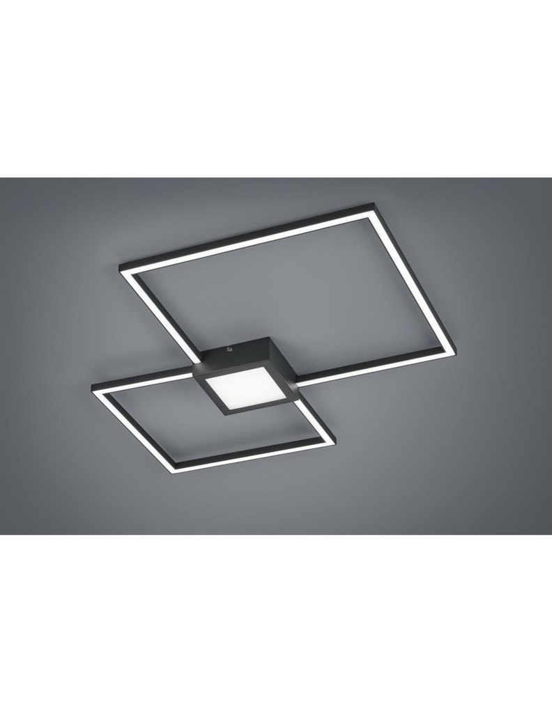 Plafoniera Hydra Doppio Quadrato Led 28w Antracite L65 cm Dimmerabile Trio Lighting