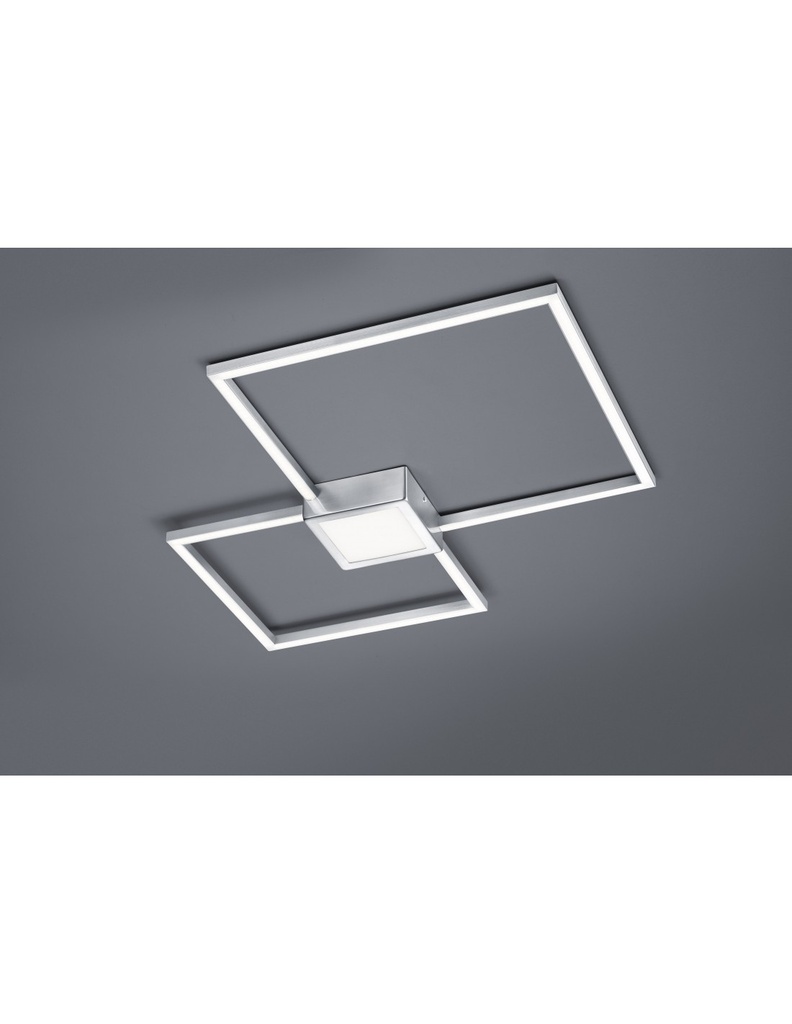 Plafoniera Hydra Doppio Quadrato Led 28w Nichel L65 cm Dimmerabile Trio Lighting