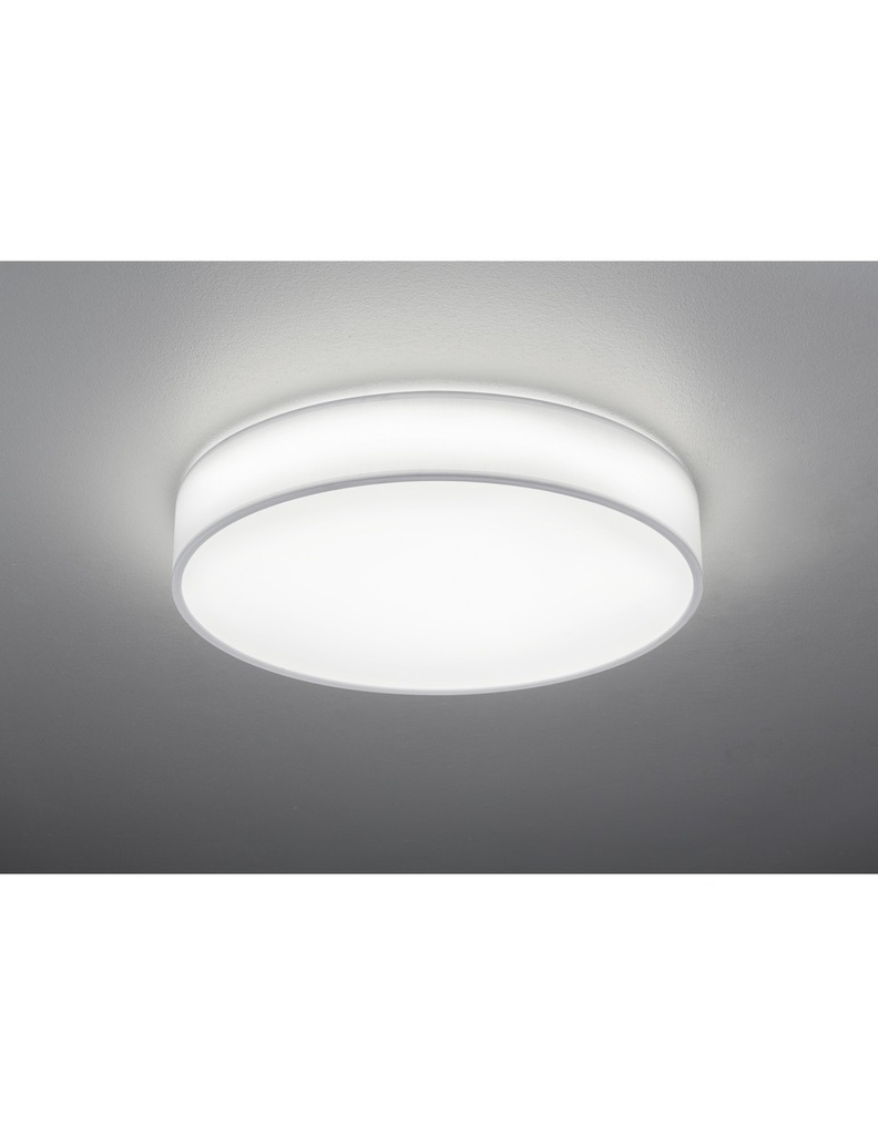 Plafoniera Led Dimmer Cambio Colore Stoffa Bianco Lugano Ø60 cm Trio Lighting