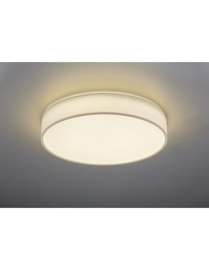 Plafoniera Led Dimmer Cambio Colore Stoffa Bianco Lugano Ø60 cm Trio Lighting