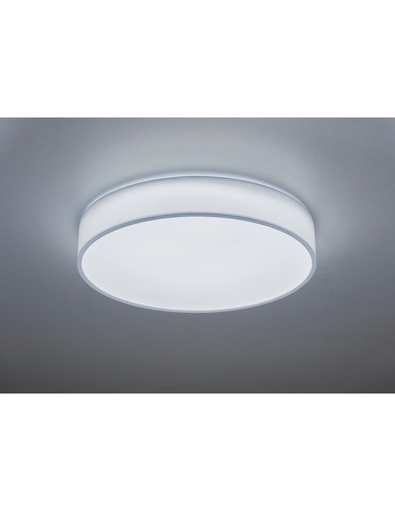 Plafoniera Led Dimmer Cambio Colore Stoffa Bianco Lugano Ø60 cm Trio Lighting