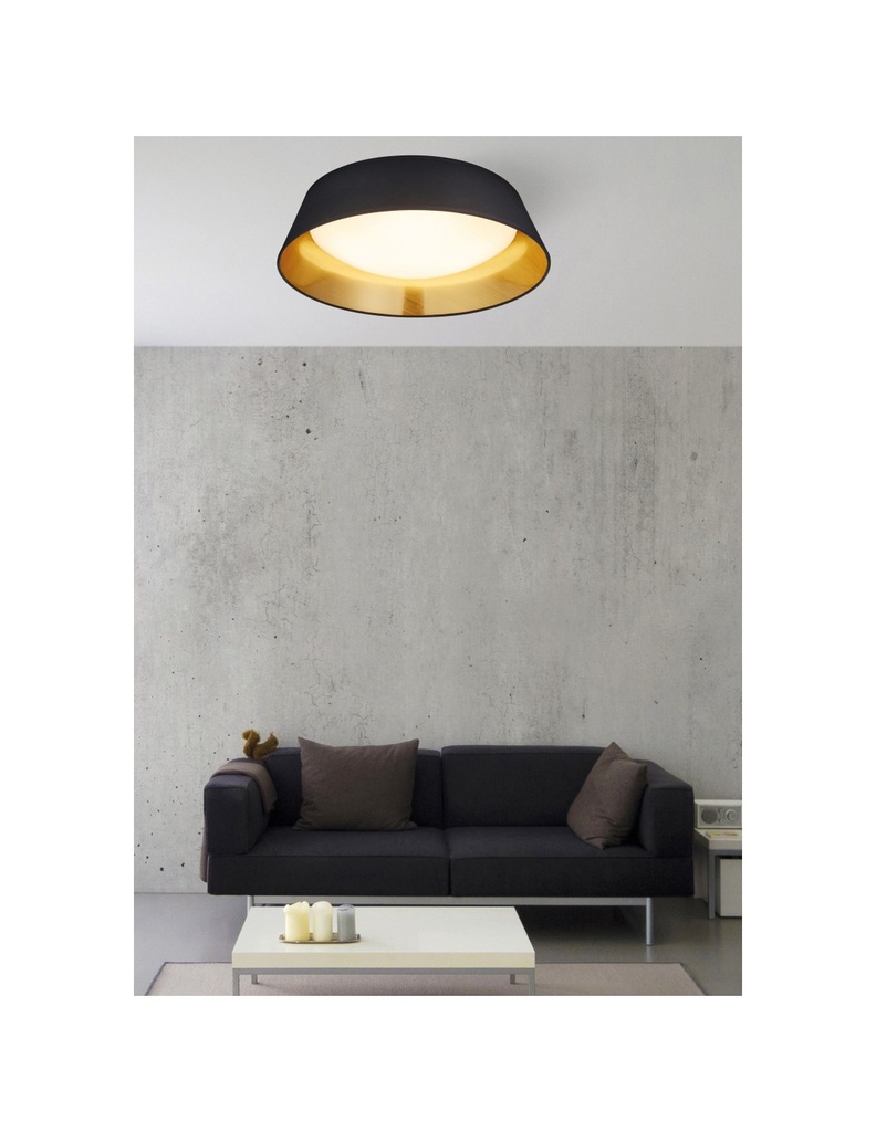 Plafoniera Led Paralume Nero e Oro Ponts Ø45 cm Trio Lighting