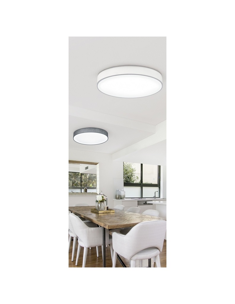 Plafoniera Led Paralume Tessuto Bianco Lugano Ø75 cm Trio Lighting