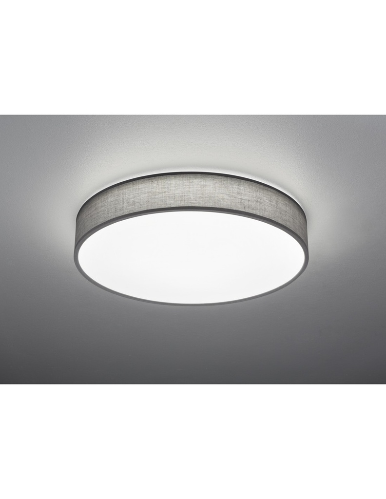 Plafoniera Led Paralume Tessuto Grigio Lugano Ø60 cm Trio Lighting