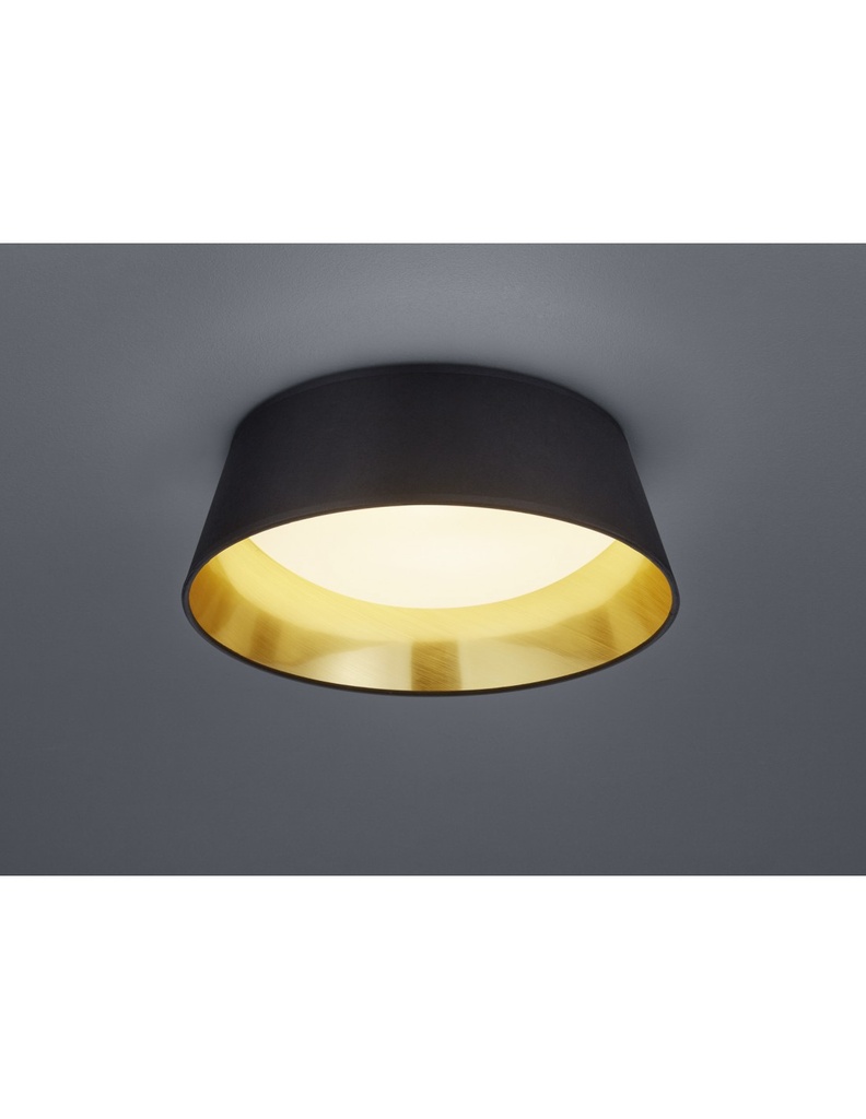 Plafoniera Led Paralume Tessuto Nero e Oro Ponts Ø34 cm Trio Lighting