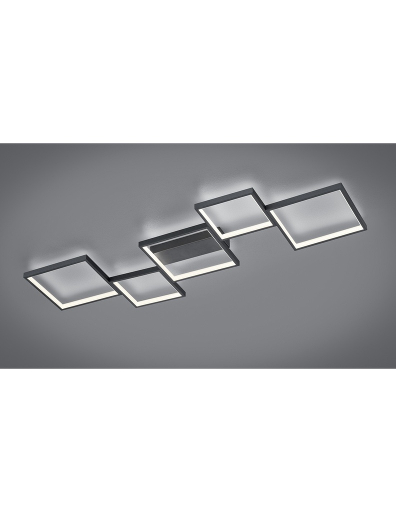 Plafoniera Led Sorrento 5 Quadrati L120 cm Nero Trio Lighting