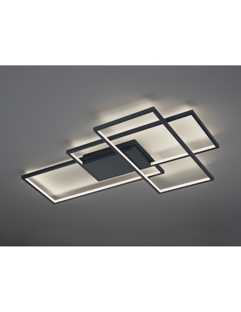 Plafoniera Led Thiago 3 Rettangoli L114 cm Antracite Trio Lighting