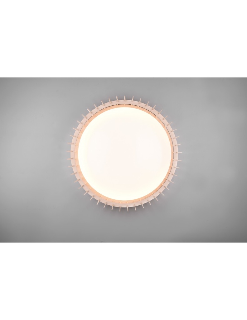 Plafoniera Legno Naturale Led 38w Dimmer Monte Trio Lighting