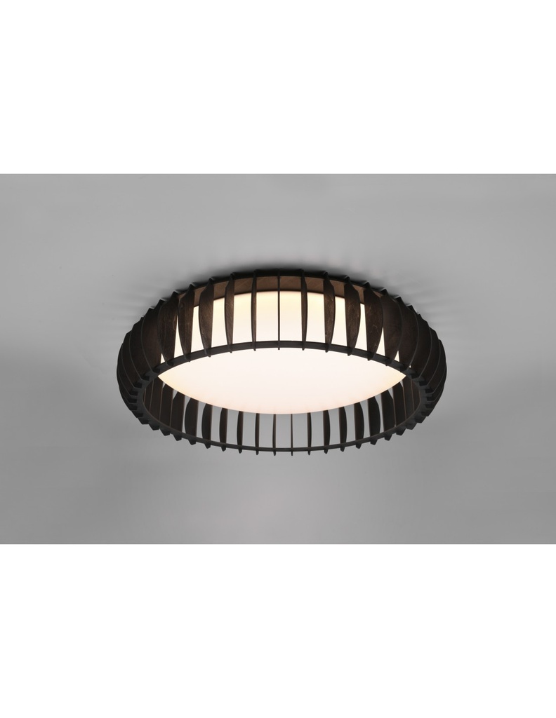 Plafoniera Legno Nero Led 38w Dimmer Monte Trio Lighting