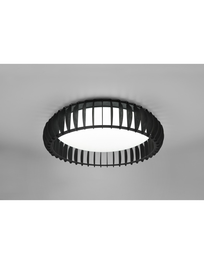 Plafoniera Legno Nero Led 38w Dimmer Monte Trio Lighting