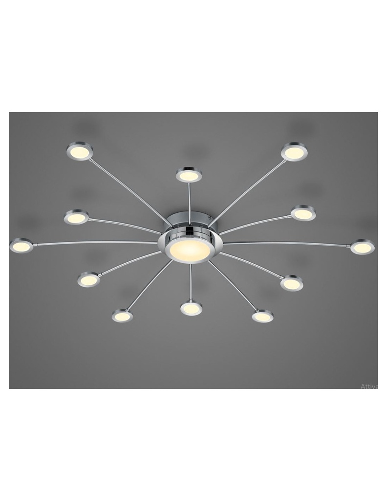 Plafoniera Moderna 13 Led Dimmerabile Bodrum Ø100 cm Cromo Trio Lighting