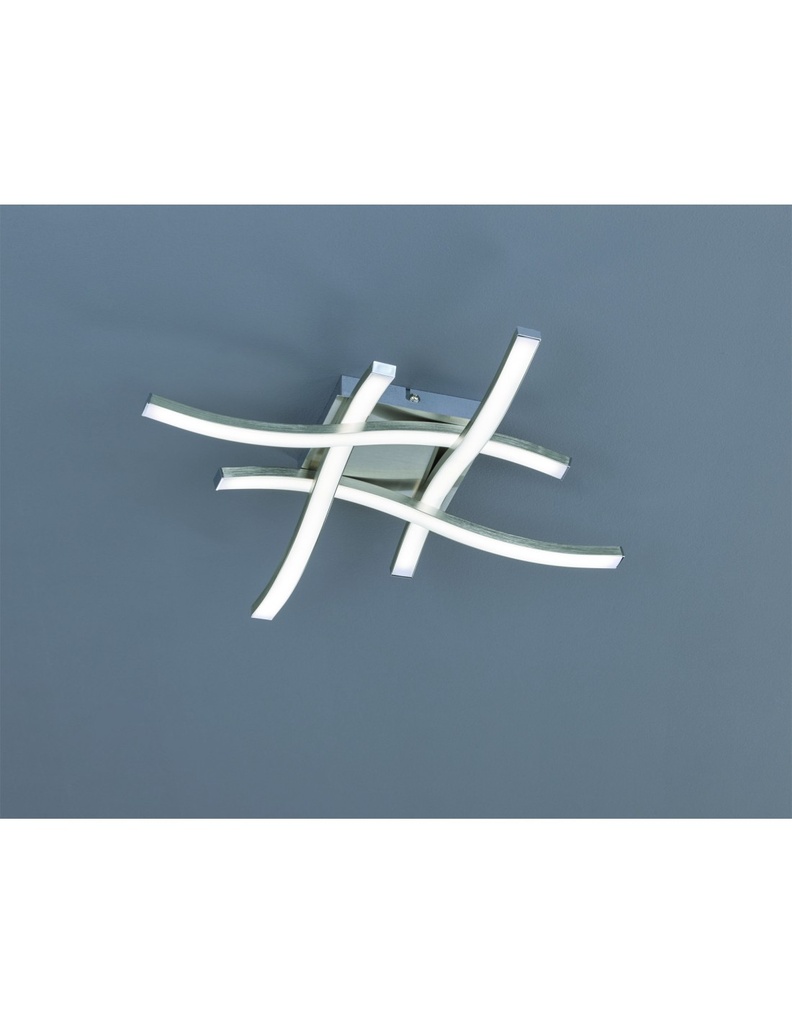 Plafoniera Moderna 4 Bacchette Led 3000k Route Nichel Trio Lighting