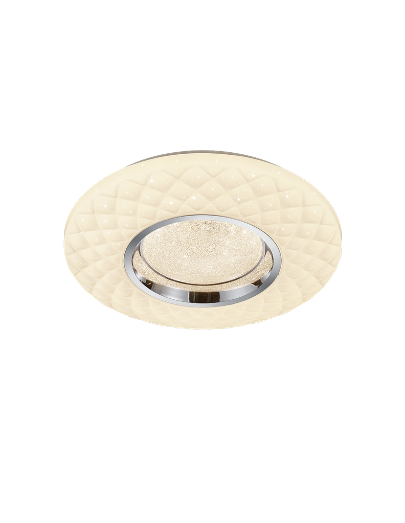 Plafoniera Moderna Led Dimmer Magnolia Bianco Decori Rombo Ø39 cm Trio Lighting