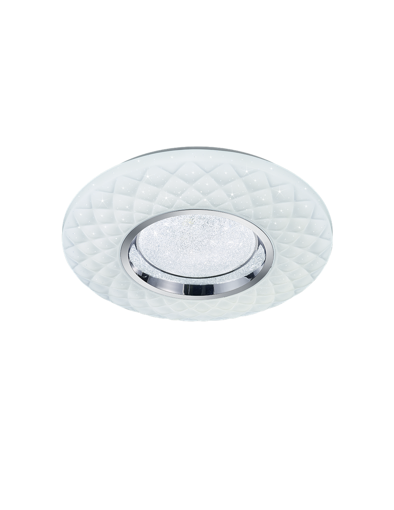 Plafoniera Moderna Led Dimmer Magnolia Bianco Decori Rombo Ø39 cm Trio Lighting