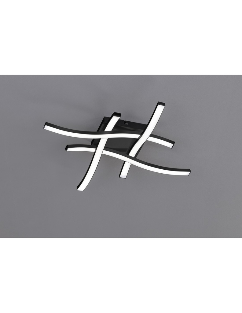 Plafoniera Moderna Route Nero 4 Bacchette Led 3000k Trio Lighting