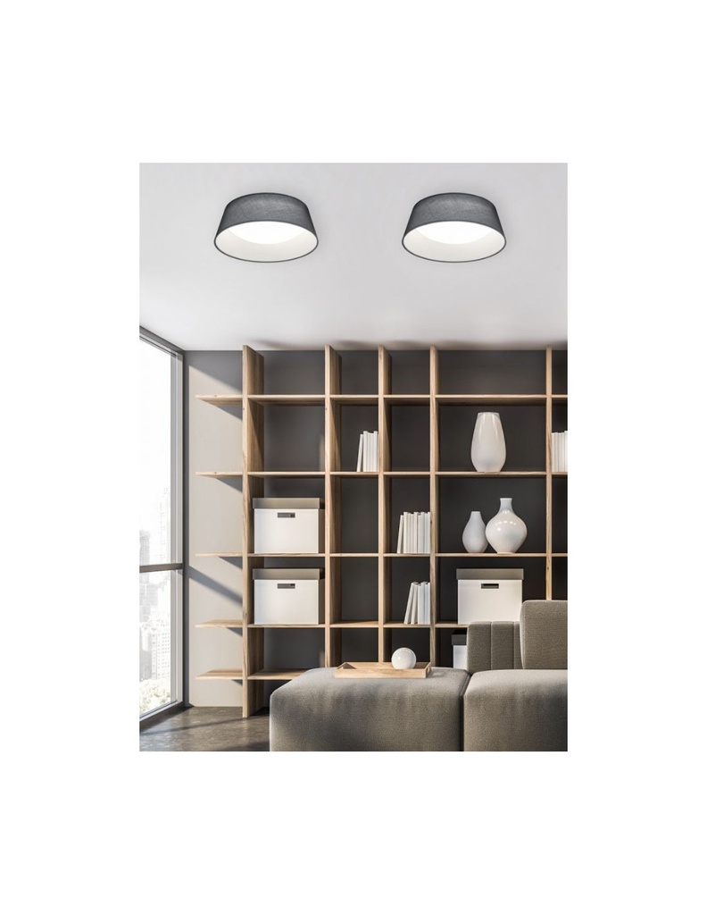 Plafoniera Paralume Tessuto Grigio Ponts Led Ø34 cm Trio Lighting