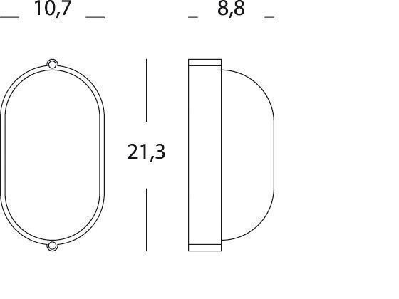 Plafoniera Piccola E27  linea industriale ovale  bianco