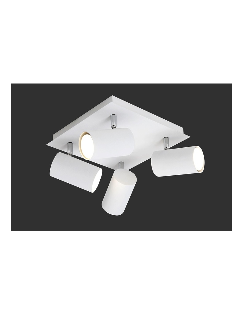 Plafoniera Quadrata 4 Faretti Orientabili Marley Bianco Trio Lighting