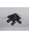 Plafoniera Quadrata 4 Faretti Orientabili Marley Nero Trio Lighting