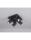 Plafoniera Quadrata 4 Faretti Orientabili Marley Nero Trio Lighting
