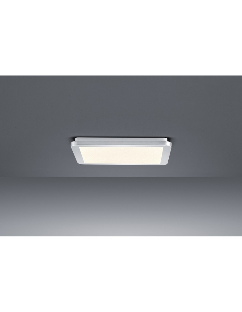 Plafoniera Quadrata Cesar Led Dimmerabile Cromo IP44 30x30 cm Trio Lighting