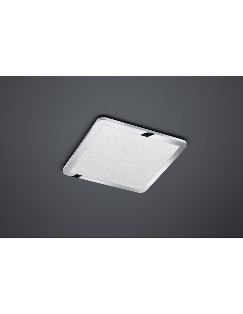 Plafoniera Quadrata Cesar Led Dimmerabile Cromo IP44 40x40 cm Trio Lighting