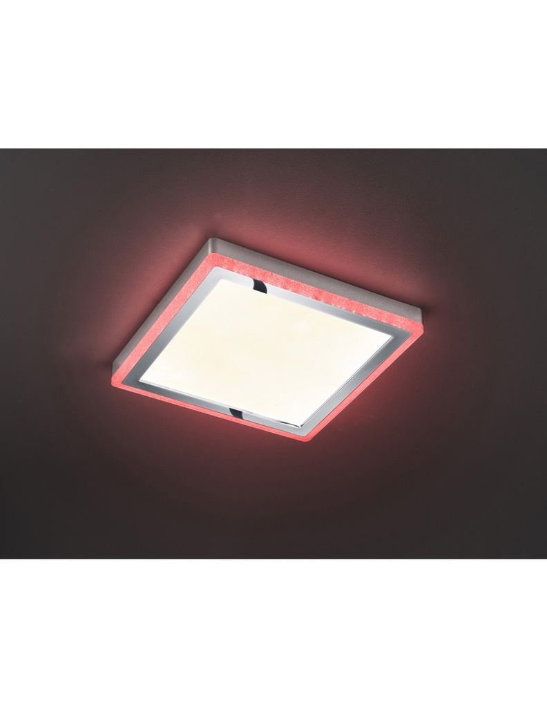 Plafoniera Quadrata Slide Doppio Led Rgbw Dimmerabile Bianco 40x40 cm Trio Lighting