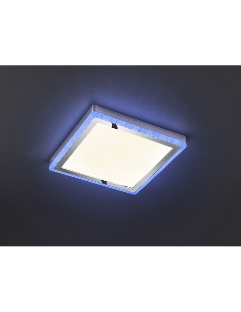 Plafoniera Quadrata Slide Doppio Led Rgbw Dimmerabile Bianco 40x40 cm Trio Lighting