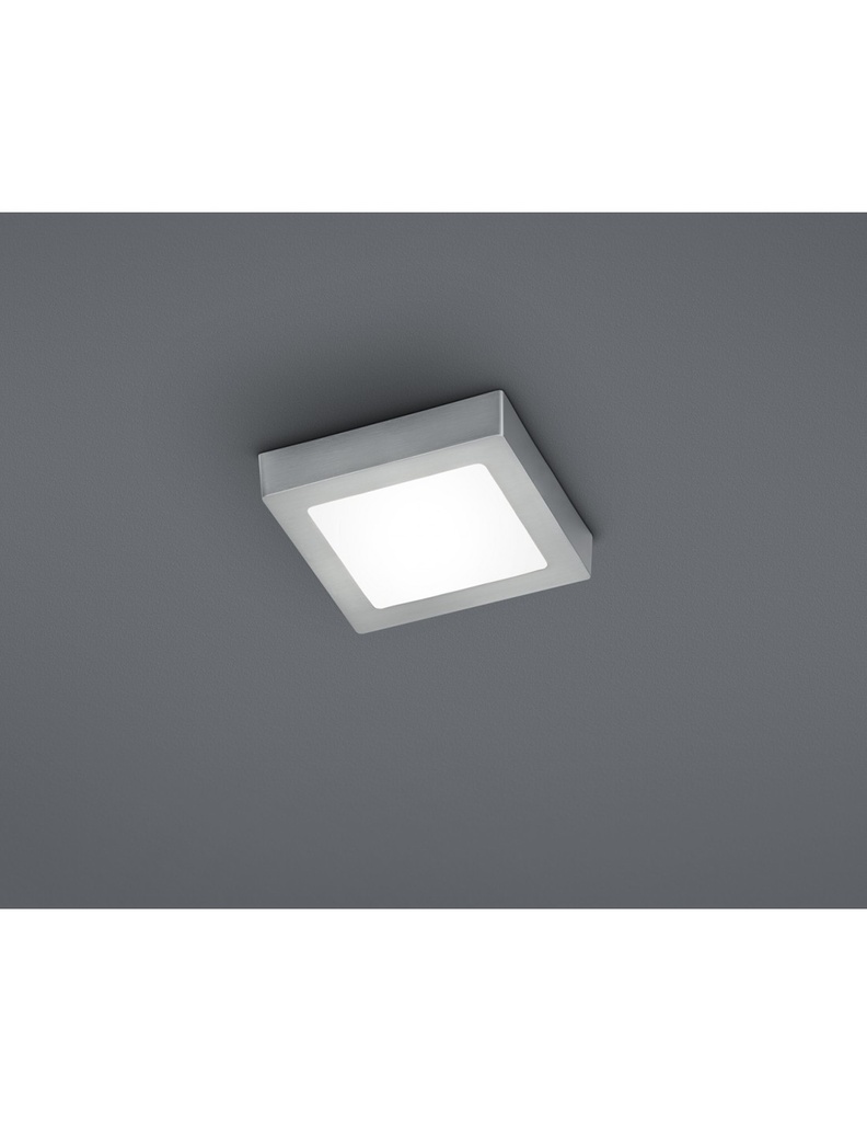 Plafoniera Quadrata Zeus Led Dimmerabile Nichel 18x18 cm Trio Lighting