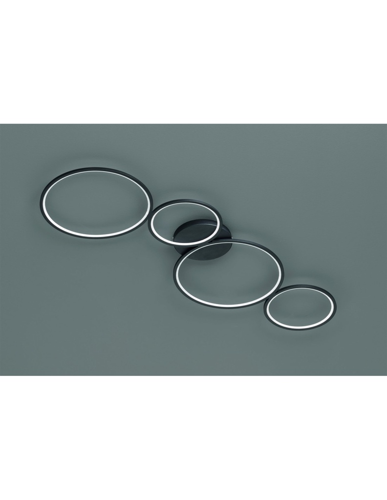 Plafoniera Rondo 4 Cerchi Led Nero L97 cm Trio Lighting