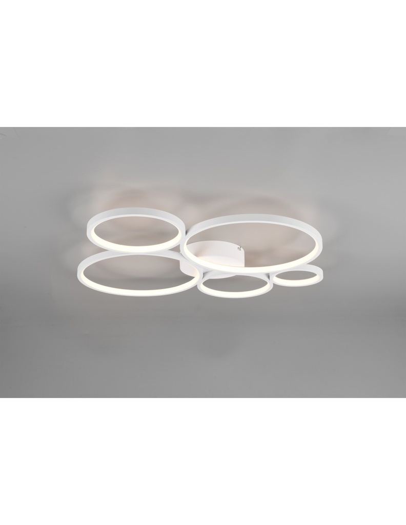 Plafoniera Rondo 5 Cerchi Led Dimmerabile Bianco L59 cm Trio Lighting