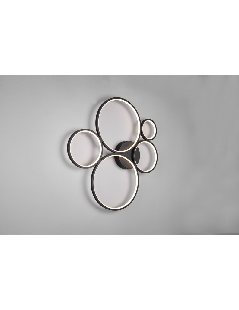 Plafoniera Rondo 5 Cerchi Led Dimmerabile Nero L59 cm Trio Lighting