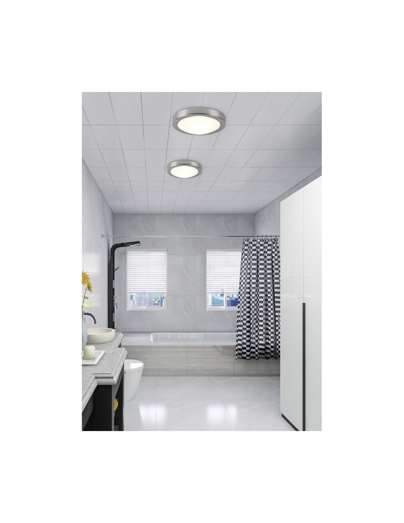 Plafoniera Rotonda Bagno Condus Cromo e Vetro Opale IP44 Trio Lighting