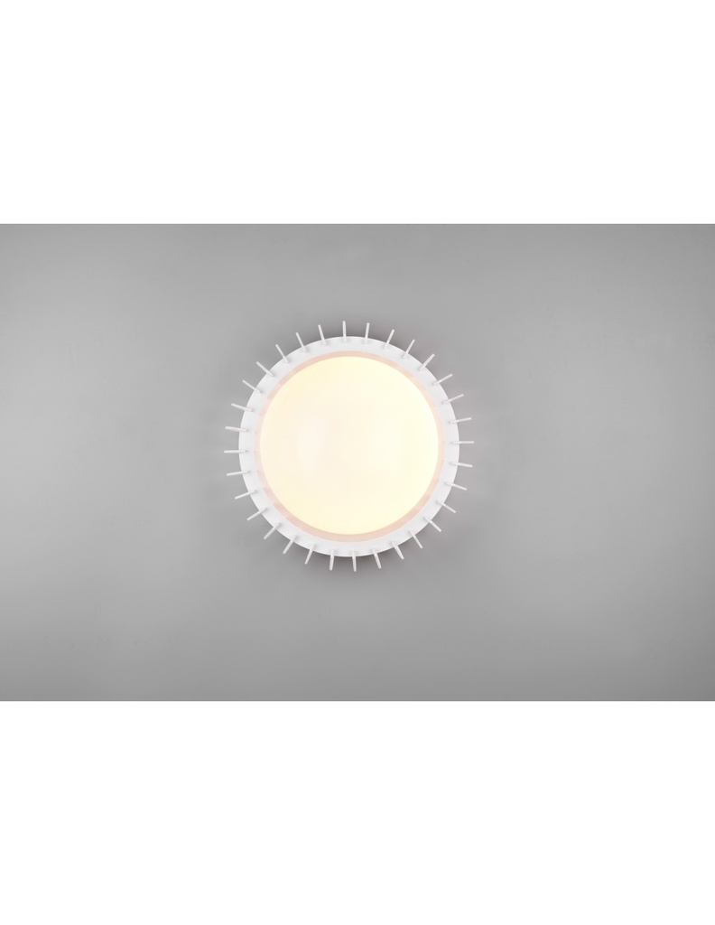 Plafoniera Rotonda Soffitto Legno Bianco Led 16,5w Dimmer Monte Trio Lighting