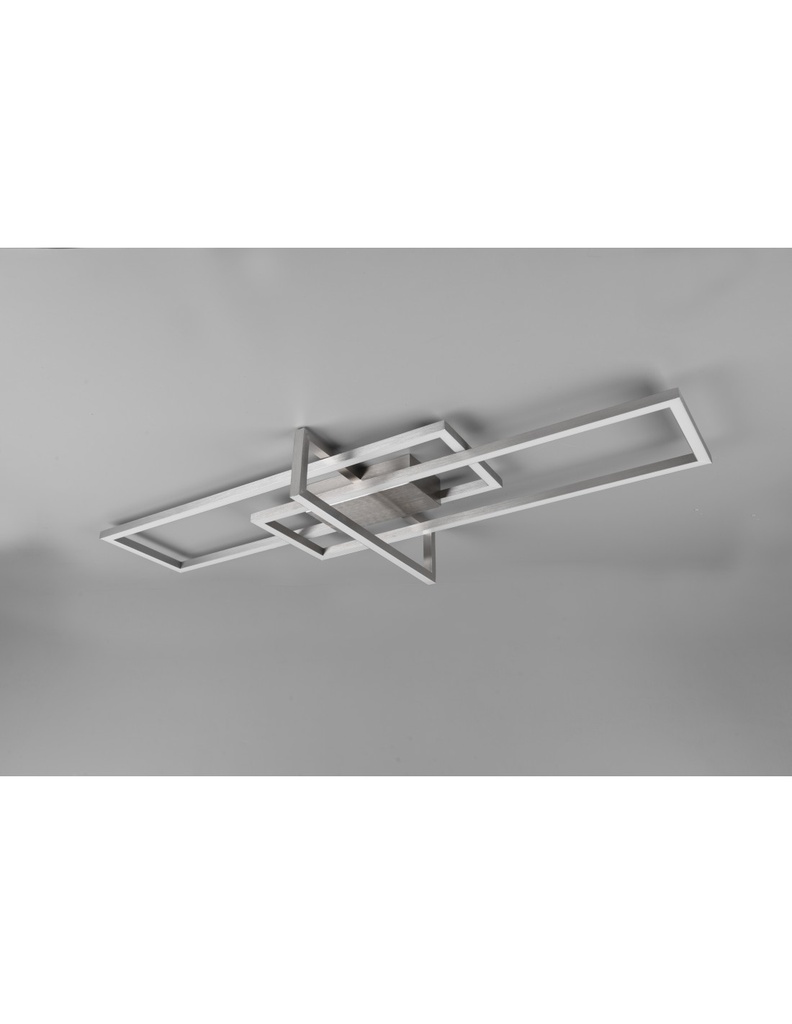 Plafoniera Salinas 3 Rettangoli Led 34w Nichel L100 cm Dimmerabile Trio Lighting