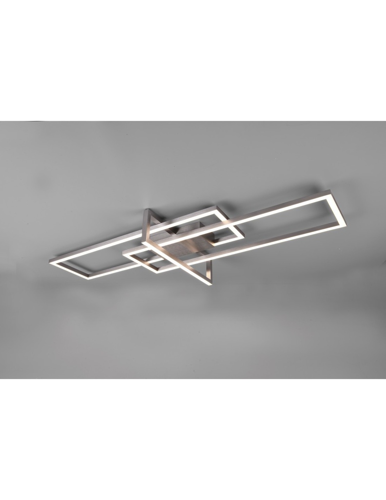 Plafoniera Salinas 3 Rettangoli Led 34w Nichel L100 cm Dimmerabile Trio Lighting