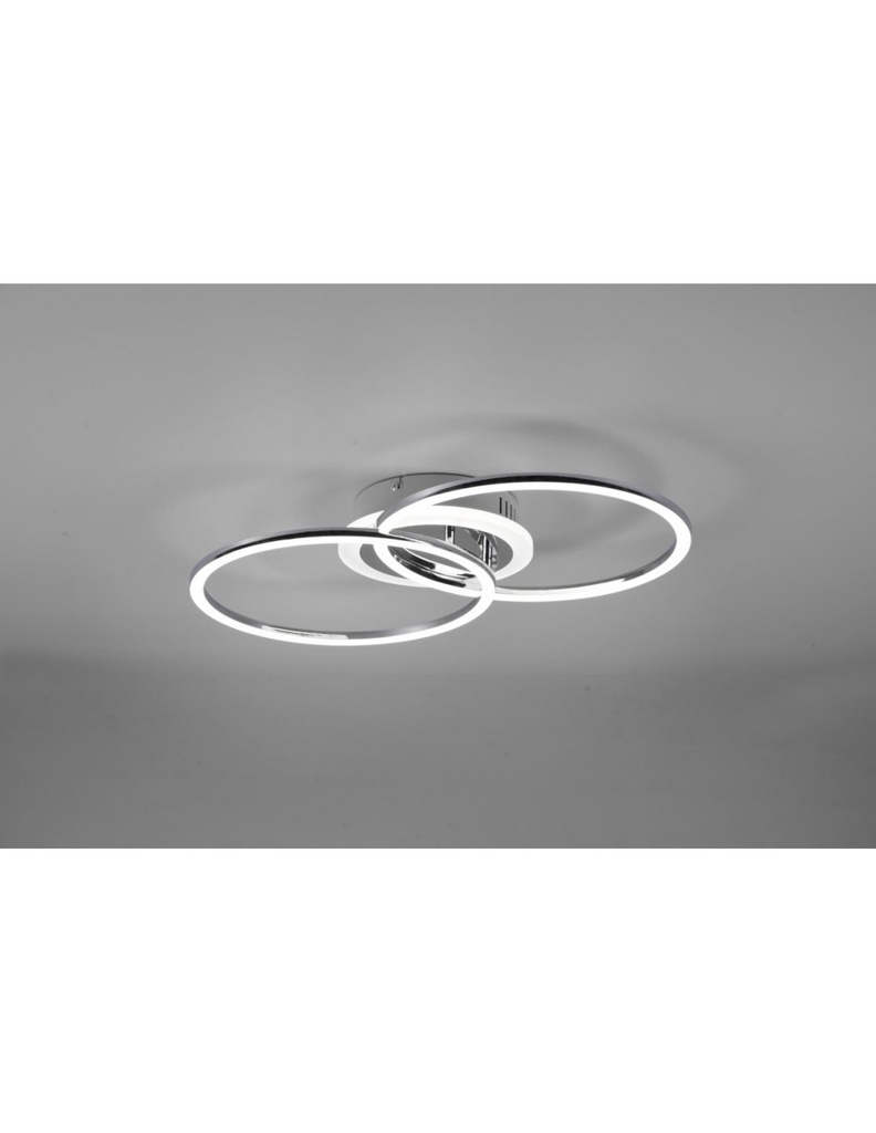 Plafoniera Soffitto Cerchi Cromo Led 4000k Dimmer Venida Trio Lighting