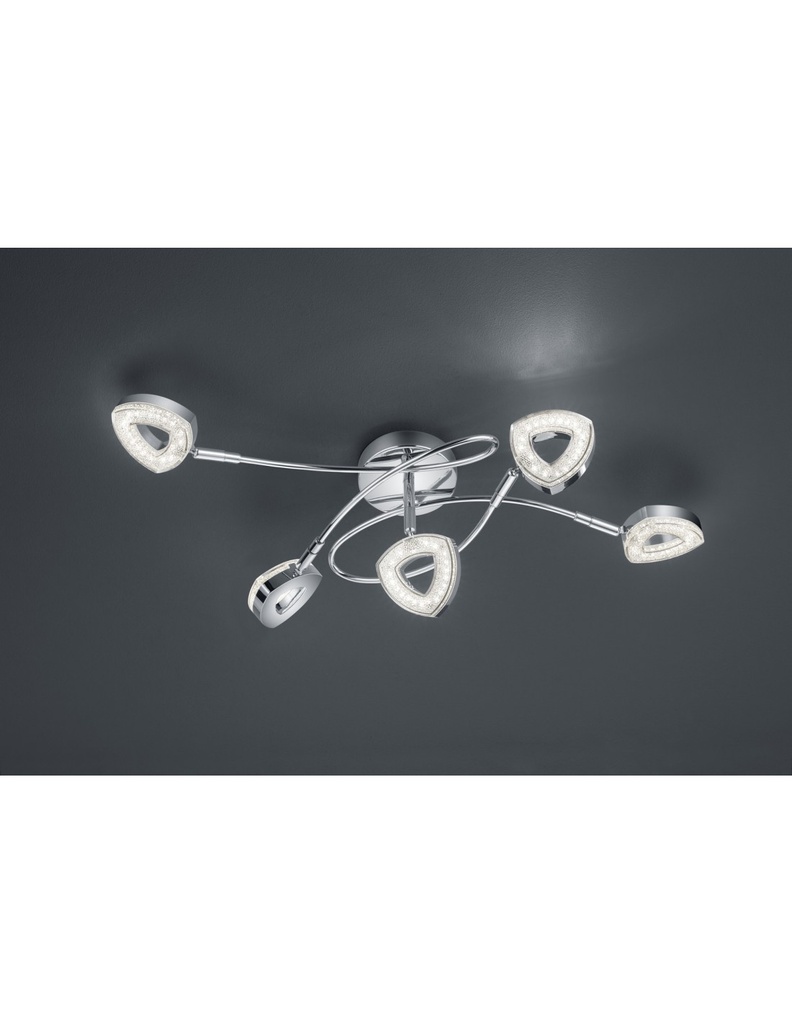 Plafoniera Tours 5 Spot Led Cromo L54 cm Trio Lighting