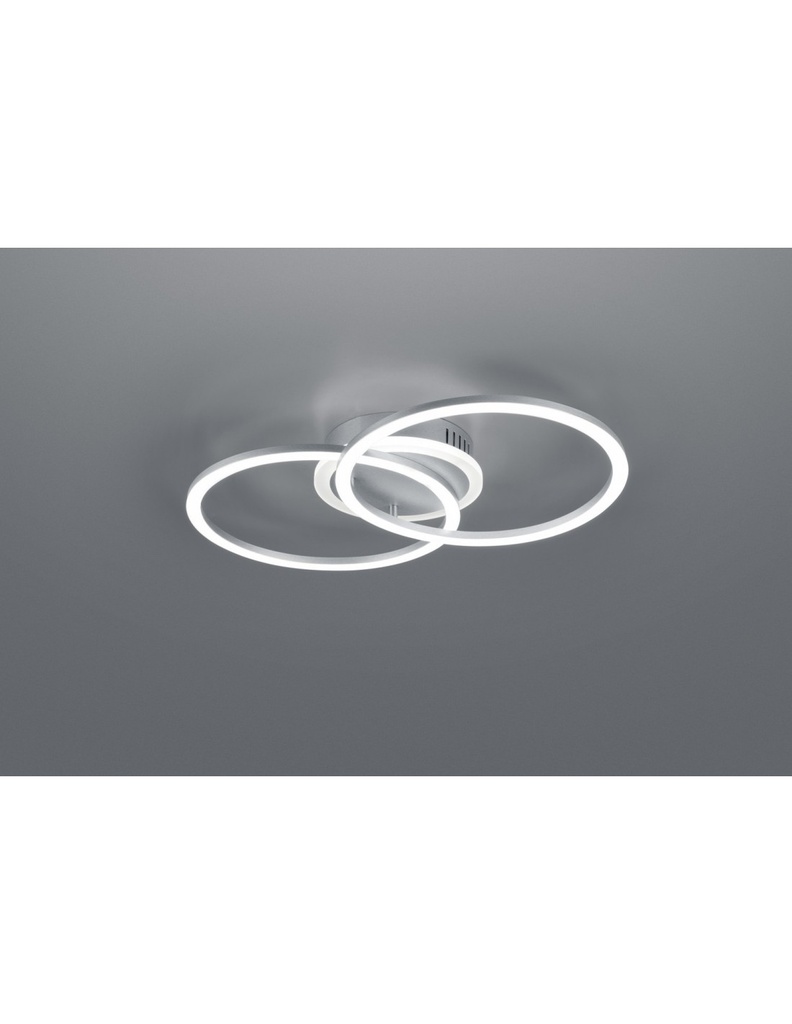 Plafoniera Venida Doppio Cerchio Alluminio Led 25w Dimmerabile L50 cm Trio Lighting