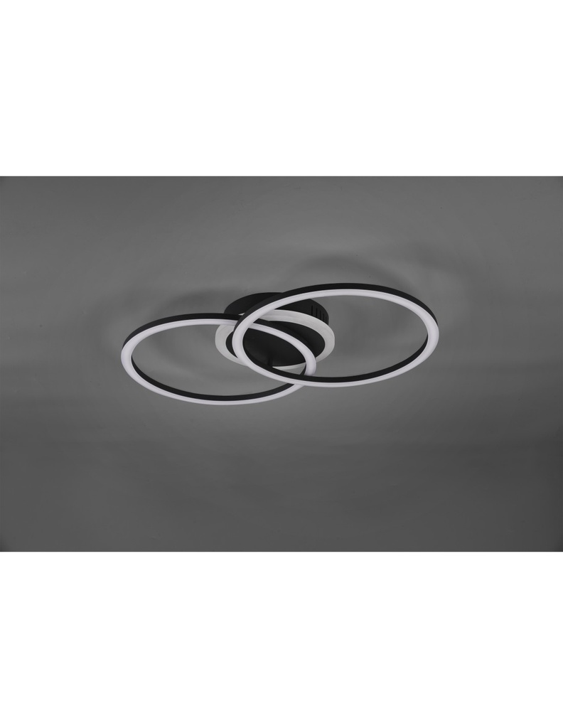 Plafoniera Venida Doppio Cerchio Nero Led 25w Dimmerabile L50 cm Trio Lighting