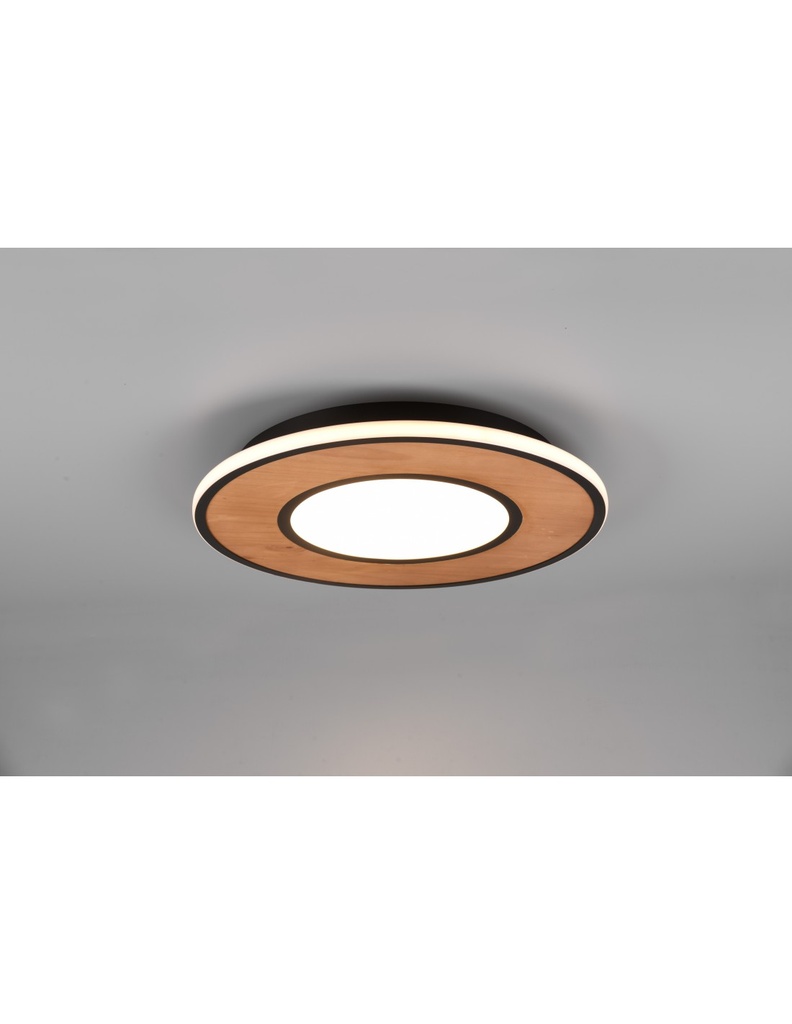 Plafoniera Vintage Legno Led Dimmer Deacon Ø50 cm Trio Lighting