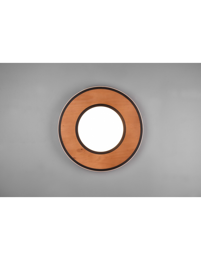 Plafoniera Vintage Legno Led Dimmer Deacon Ø50 cm Trio Lighting