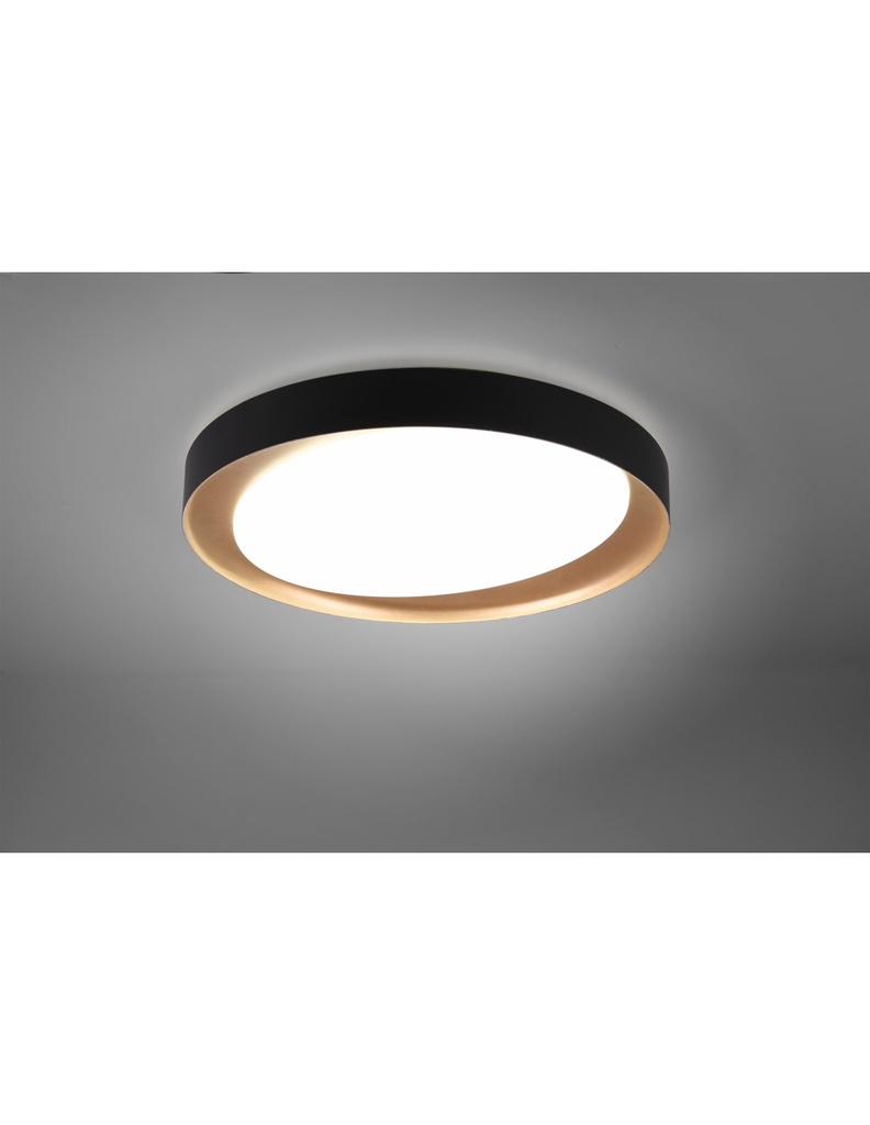 Plafoniera Zeta Led Dimmerabile Ø48 cm Nero E Oro Trio Lighting