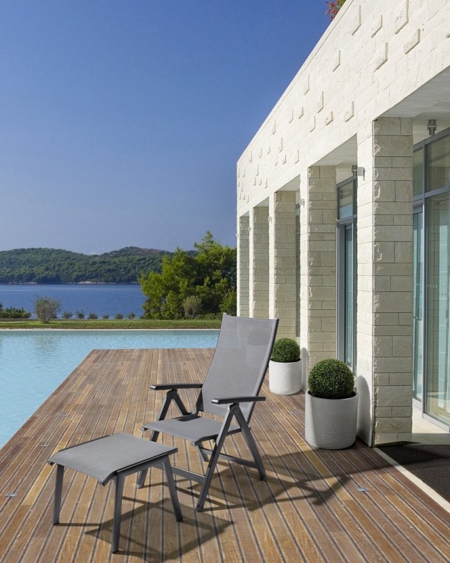 Poggiapiedi arredo giardino alluminio antracite Cruise cm 53 x 51 x 44