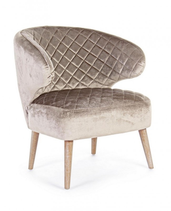 Poltrona Bertrand tortora effetto velluto