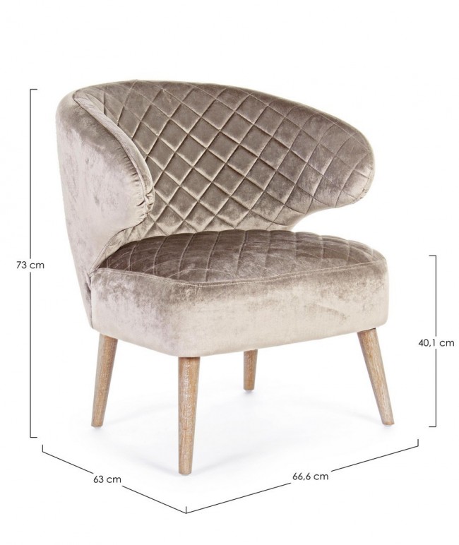 Poltrona Bertrand tortora effetto velluto