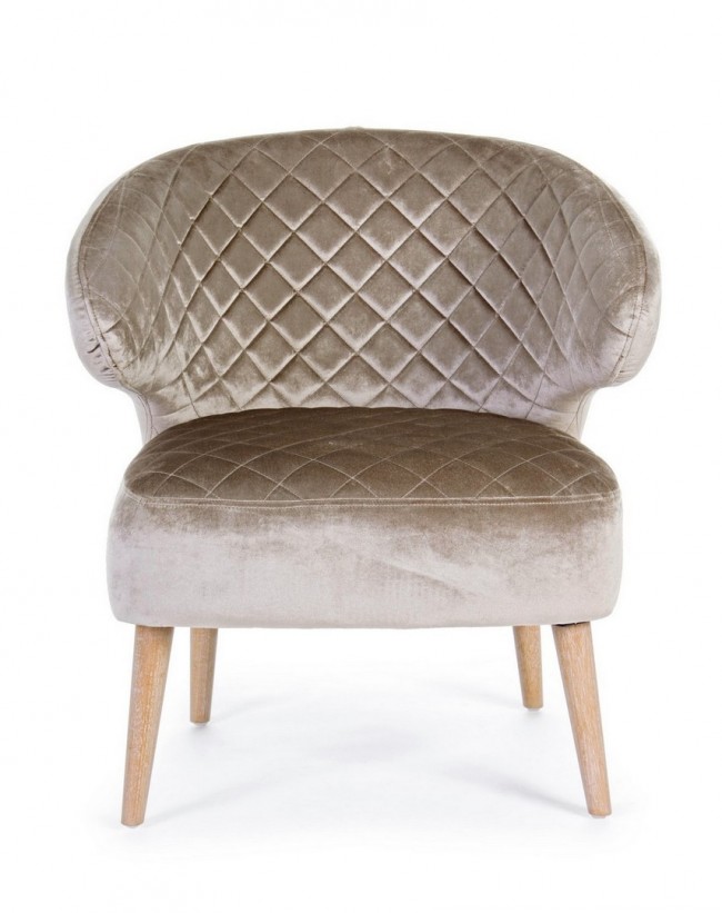 Poltrona Bertrand tortora effetto velluto